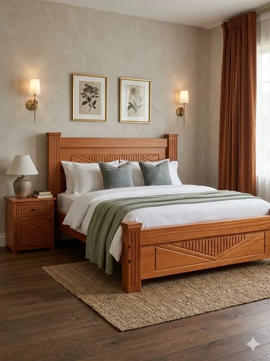 Brown Mahogany Bed - 6*6