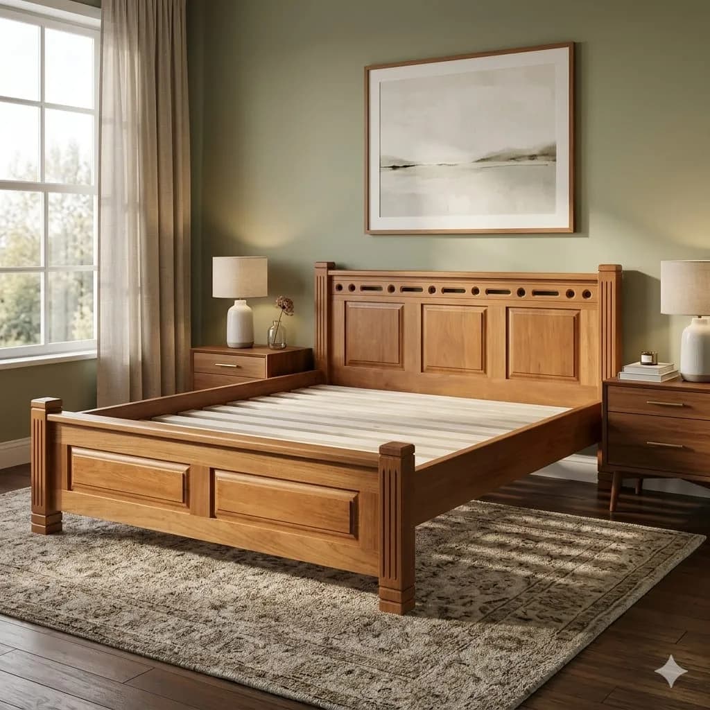 Mahogany Bed with 2 bedside tables - 6*6
