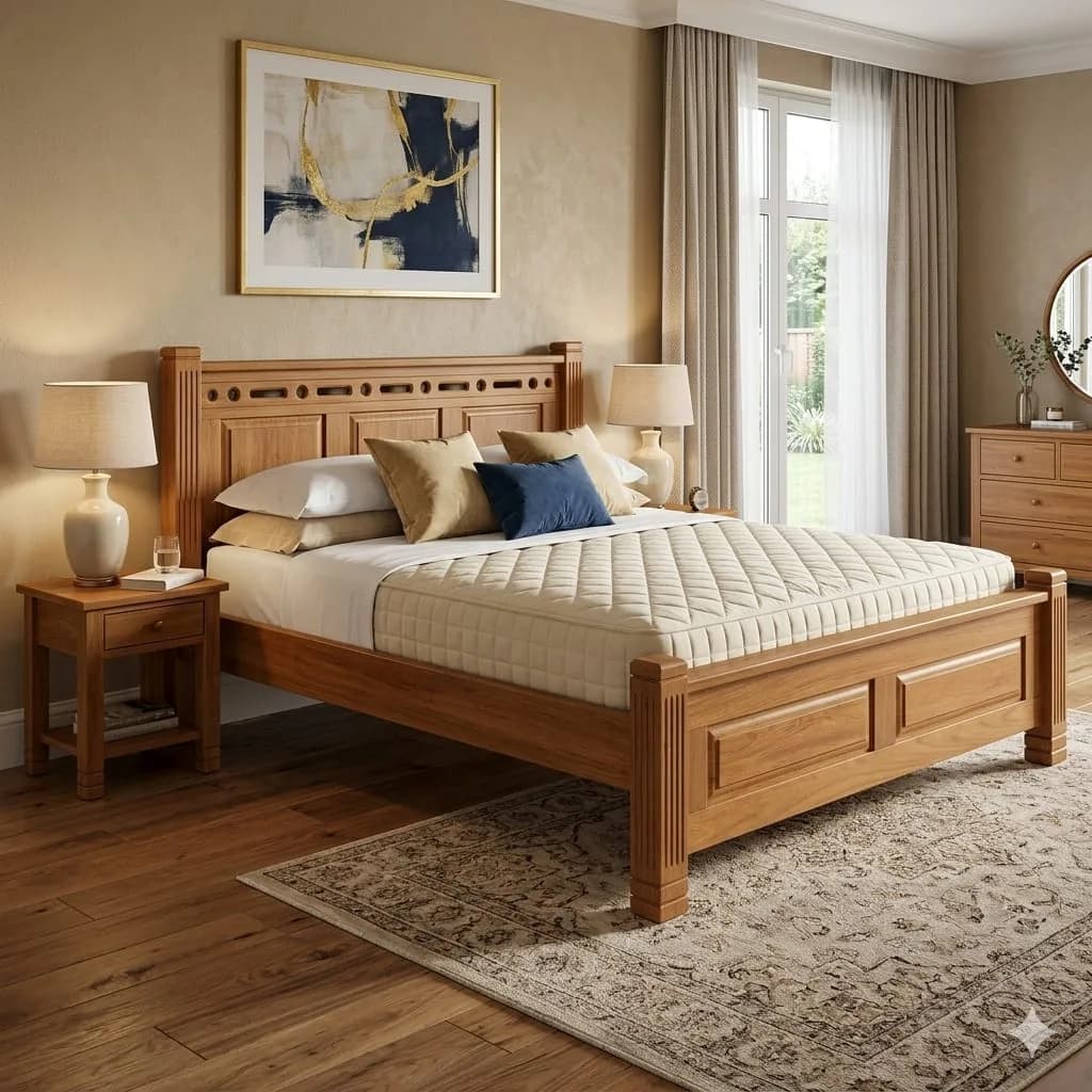 Mahogany Bed with 2 bedside tables - 6*6