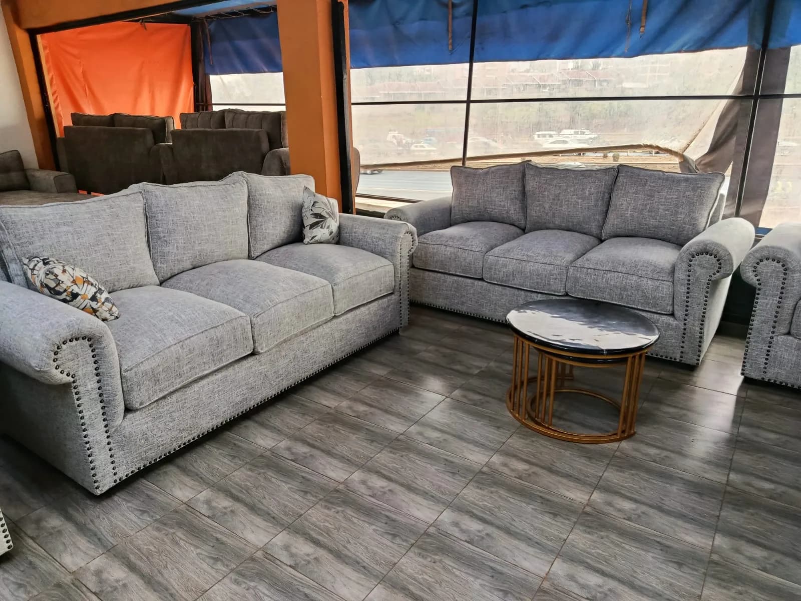 6-Seater Sofa - Light Grey Fabric