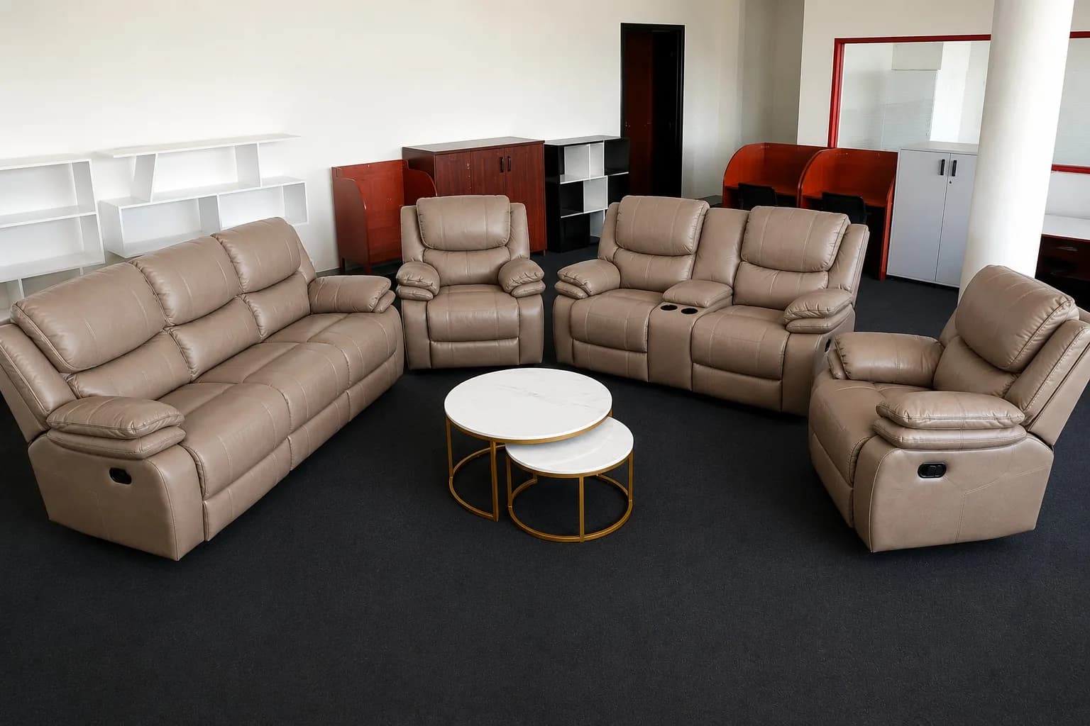 Cream 7-Seater Replica Recliner Sofa Set