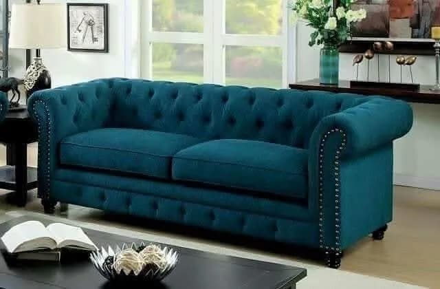 6-Seater Zesta Sofa Set - Green Fabric with Heavy Duty Cushions