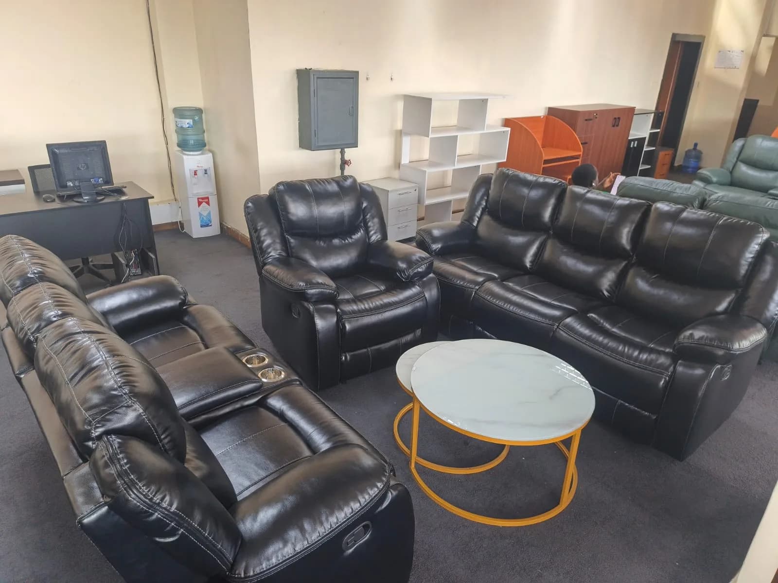 Cream White 7-Seater Recliner Sofa Set